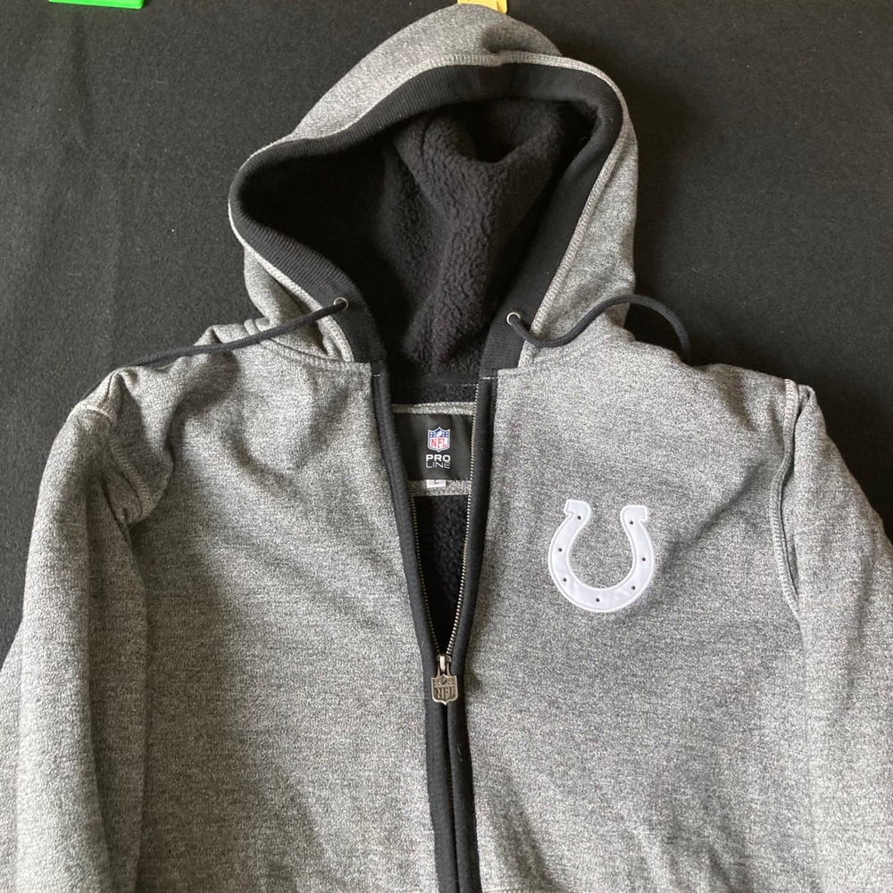 NFL Pro Line Indianapolis Colts Mens Large Gray Sherpa Lined Full Zip Hoodie - Picture 2 of 12